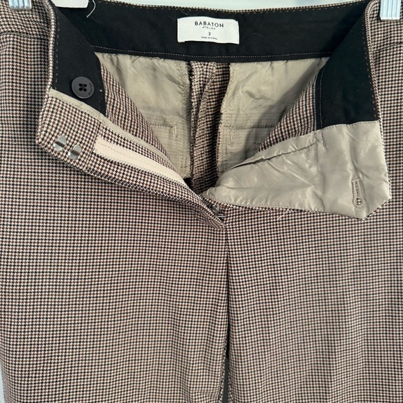 Aritzia Babaton Numero Mid-Rise Slim-Fit Trouser Pants Houndstooth Brown Black 2 - Picture 6 of 10